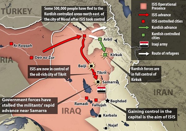 A harcok állása Irakban (2013. június 13.)